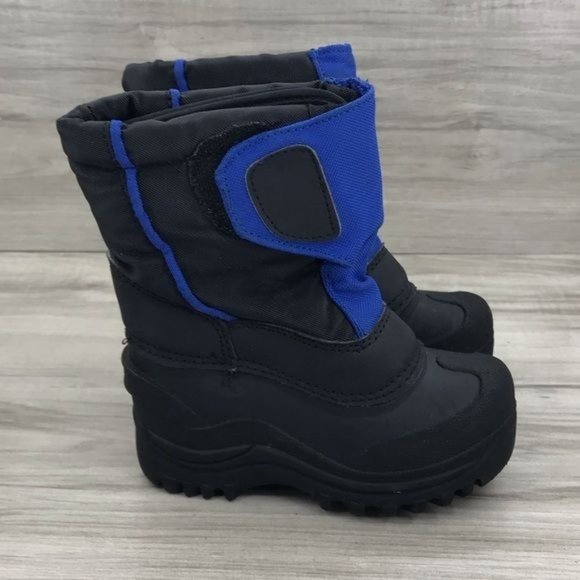 CF Coldfront Snow Boots Kids 7 Blue Black Winter Hook and Loop Pull On - Picture 1 of 12